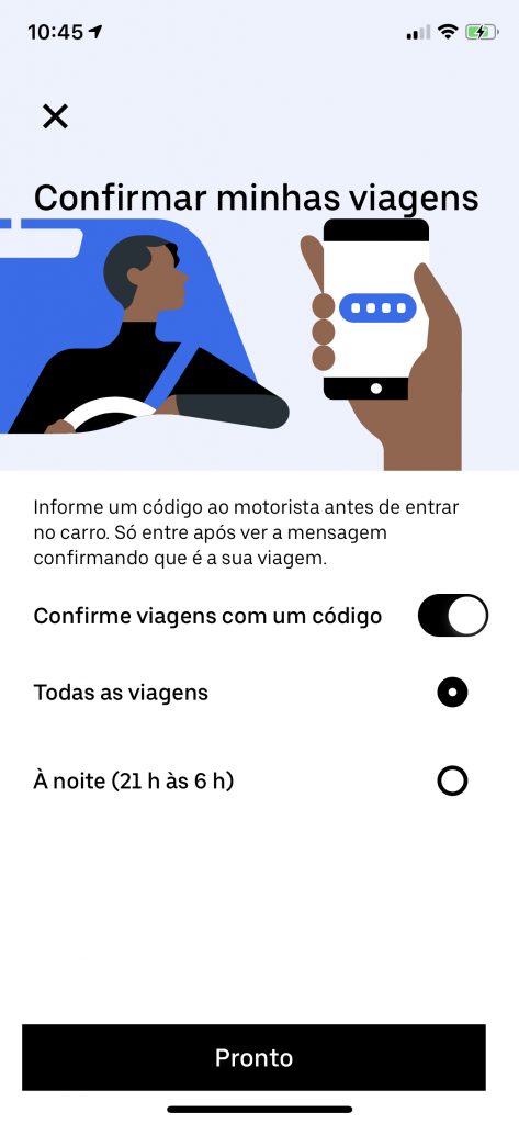 Uber lança ferramenta de segurança de código de verificação de viagens no Brasil